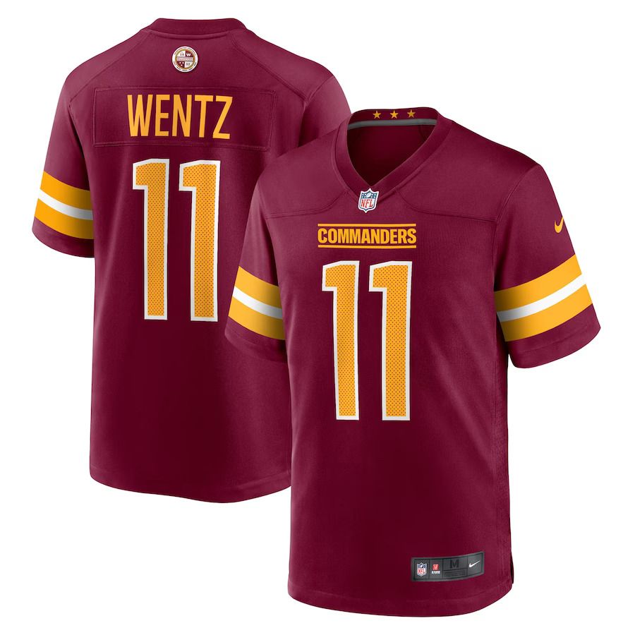 Men Washington Commanders 11 Carson Wentz Nike Burgundy Game NFL Jersey